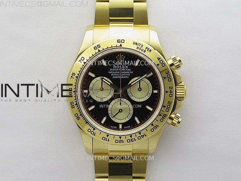 Daytona 126509 904L YG QF Best Edition Black Dial YG Subdial On 904L YG Bracelet SA4131