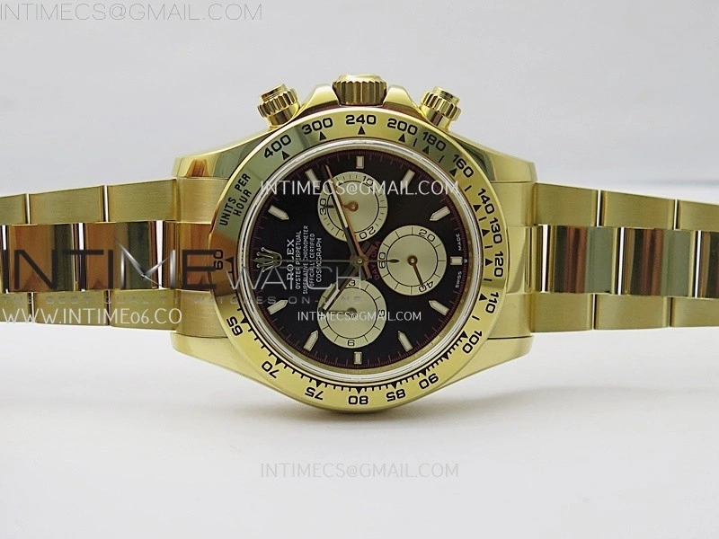 Daytona 126509 904L YG QF Best Edition Black Dial YG Subdial On 904L YG Bracelet SA4131