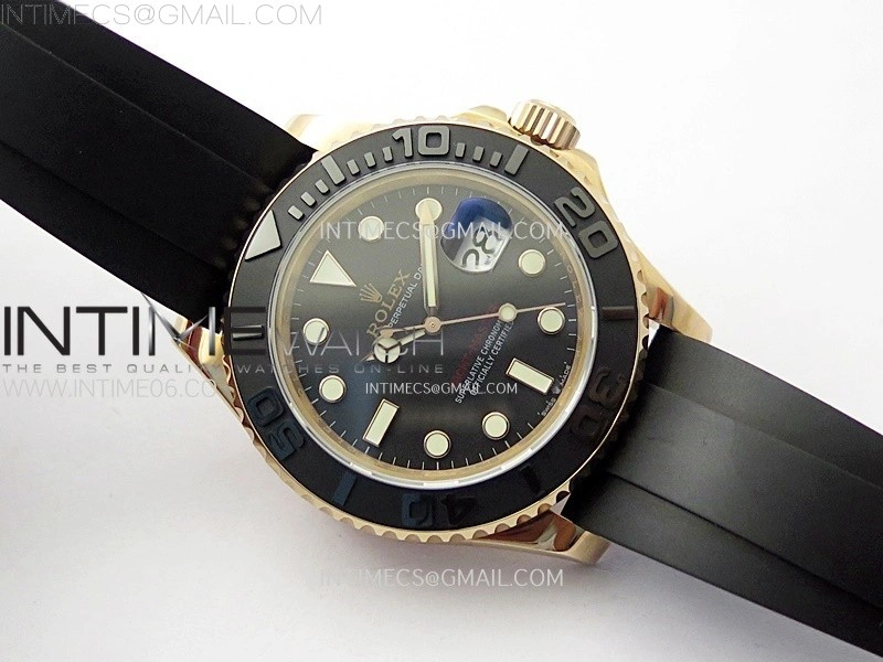 Yacht-Master 126655 RG APSF Best Edition 3D Black Ceramic Bezel on Black Rubber Strap SA3235