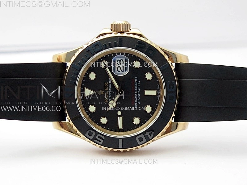 Yacht-Master 126655 RG APSF Best Edition 3D Black Ceramic Bezel on Black Rubber Strap SA3235