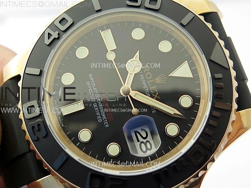 Yacht-Master 126655 RG APSF Best Edition 3D Black Ceramic Bezel on Black Rubber Strap SA3235