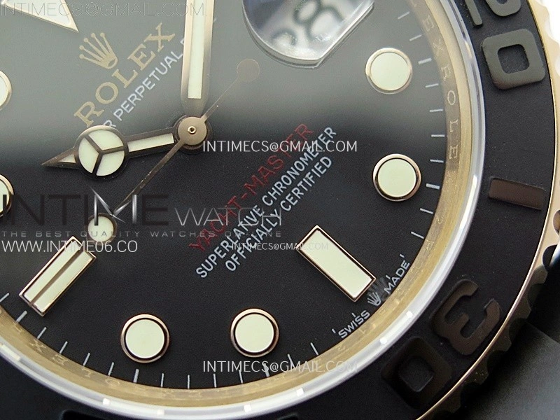 Yacht-Master 126655 RG APSF Best Edition 3D Black Ceramic Bezel on Black Rubber Strap SA3235
