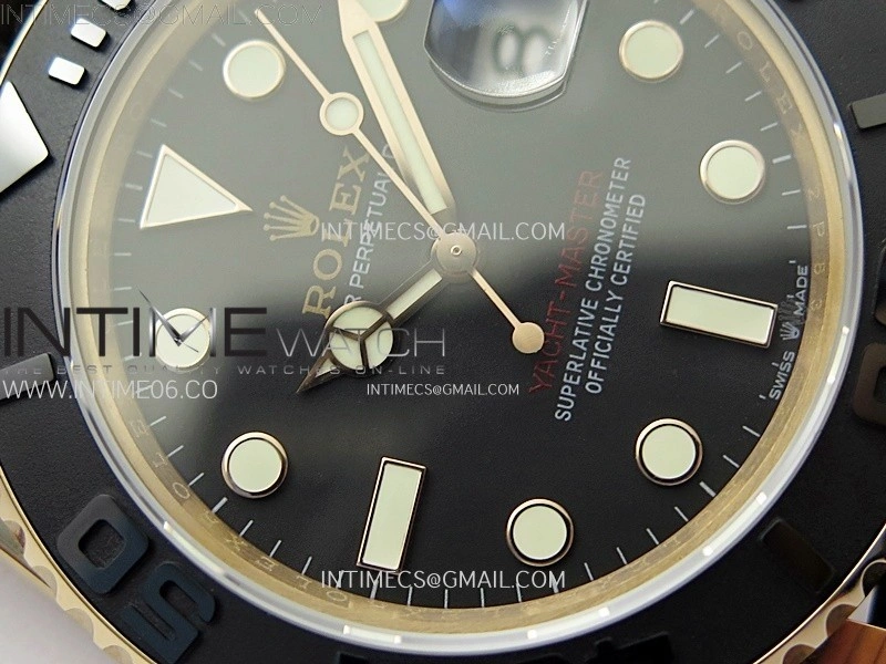 Yacht-Master 126655 RG APSF Best Edition 3D Black Ceramic Bezel on Black Rubber Strap SA3235