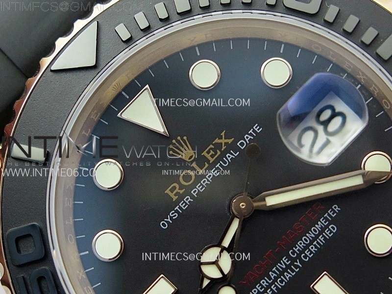 Yacht-Master 126655 RG APSF Best Edition 3D Black Ceramic Bezel on Black Rubber Strap SA3235