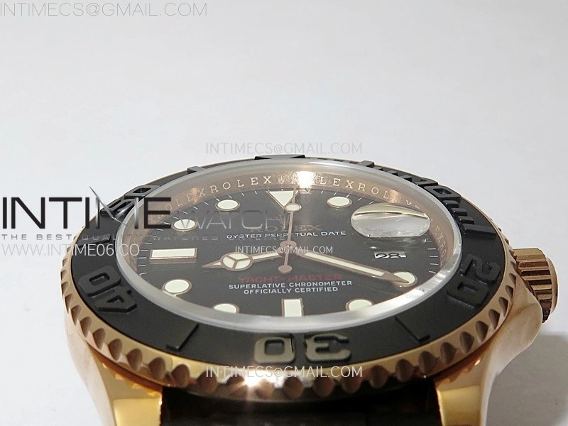 Yacht-Master 126655 RG APSF Best Edition 3D Black Ceramic Bezel on Black Rubber Strap SA3235