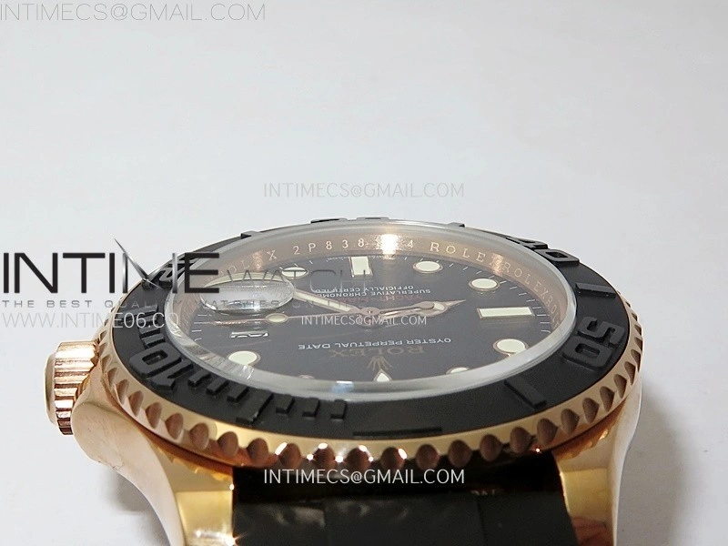 Yacht-Master 126655 RG APSF Best Edition 3D Black Ceramic Bezel on Black Rubber Strap SA3235