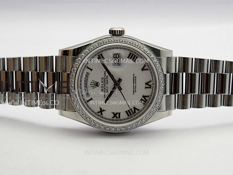 Day Date 128349 SS Gain Weight KF 1:1 White Dial Roman Marker On President Bracelet A2836