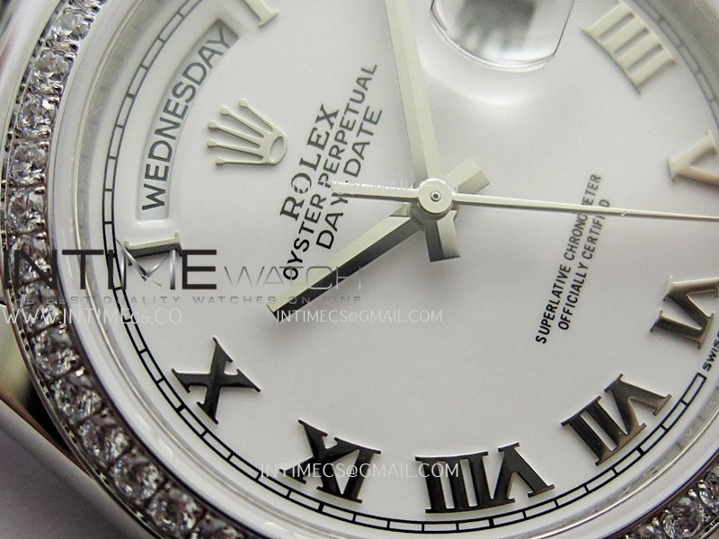 Day Date 128349 SS Gain Weight KF 1:1 White Dial Roman Marker On President Bracelet A2836