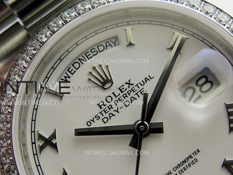 Day Date 128349 SS Gain Weight KF 1:1 White Dial Roman Marker On President Bracelet A2836