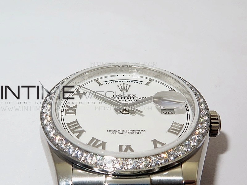 Day Date 128349 SS Gain Weight KF 1:1 White Dial Roman Marker On President Bracelet A2836