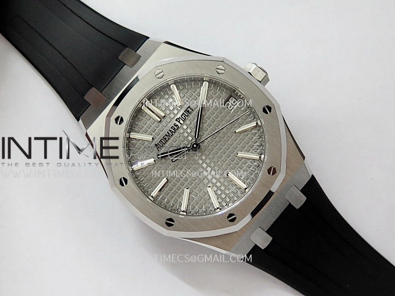 Royal Oak 41mm 15510 SS DDF 1:1 Best Edition Gray Dial On Black Rubber Strap Super Clone DD4302