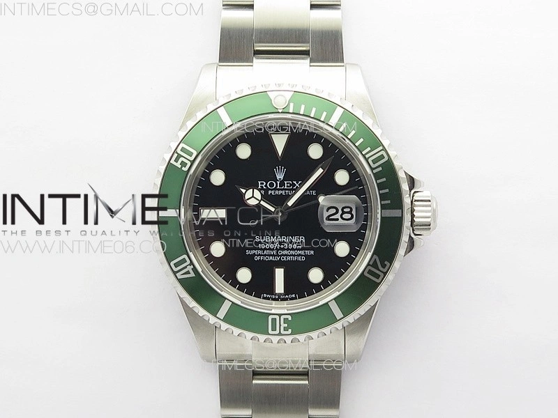 Submariner 16610 LV Green No Rehaut 904L SS RAF 1:1 Best Edition on 904L SS Bracelet SA3135