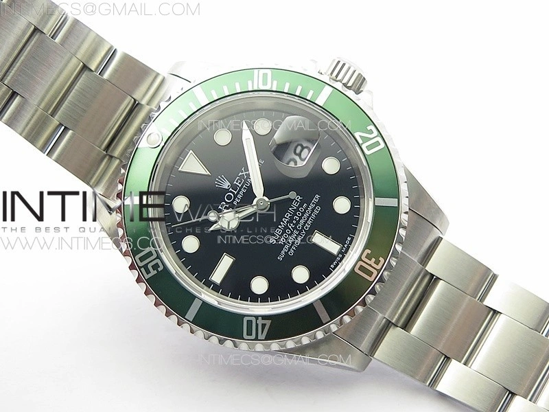 Submariner 16610 LV Green No Rehaut 904L SS RAF 1:1 Best Edition on 904L SS Bracelet SA3135