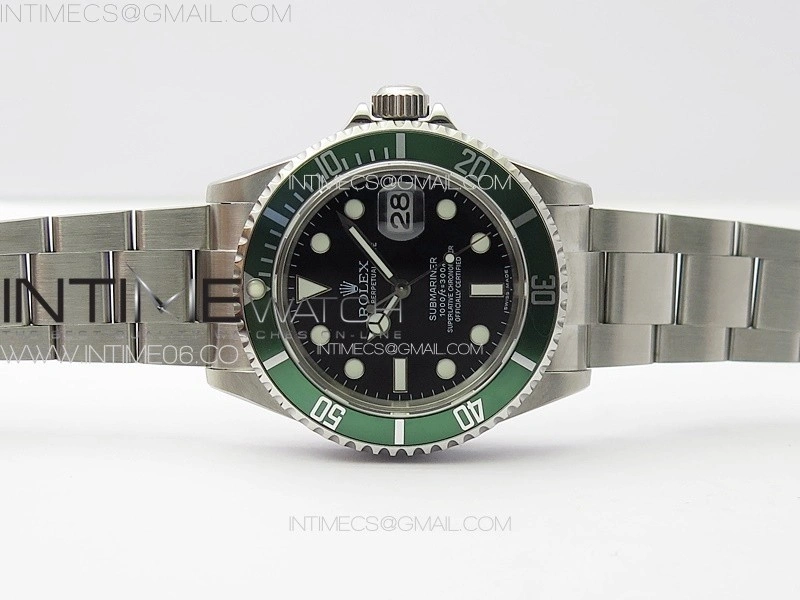 Submariner 16610 LV Green No Rehaut 904L SS RAF 1:1 Best Edition on 904L SS Bracelet SA3135