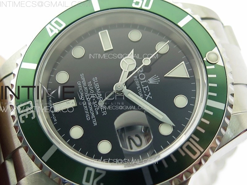 Submariner 16610 LV Green No Rehaut 904L SS RAF 1:1 Best Edition on 904L SS Bracelet SA3135