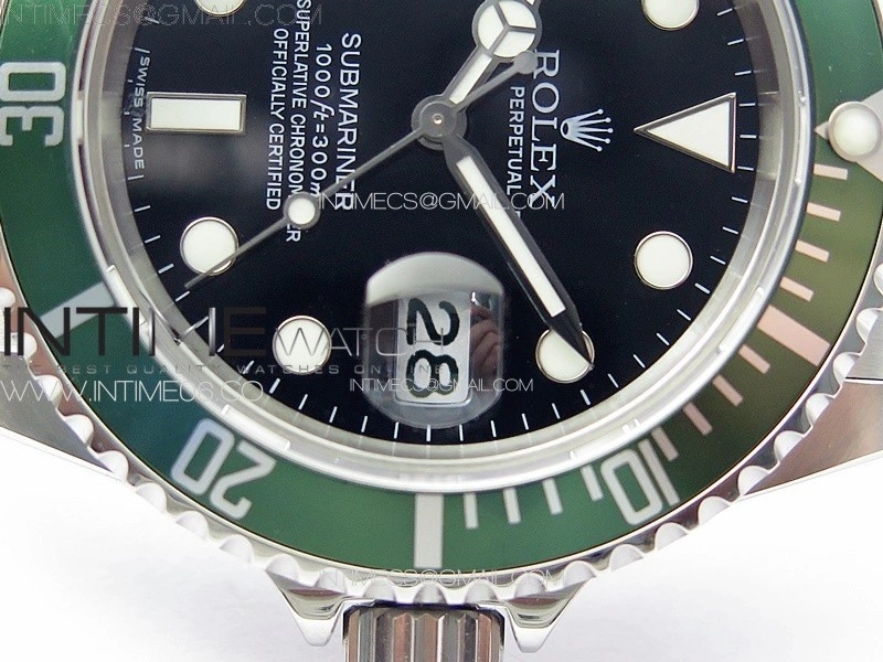 Submariner 16610 LV Green No Rehaut 904L SS RAF 1:1 Best Edition on 904L SS Bracelet SA3135