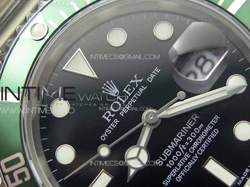 Submariner 16610 LV Green No Rehaut 904L SS RAF 1:1 Best Edition on 904L SS Bracelet SA3135