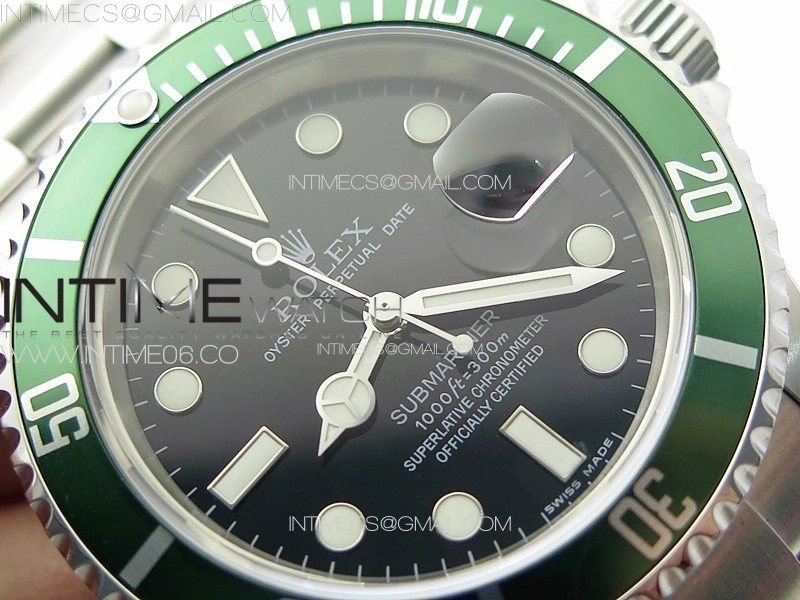 Submariner 16610 LV Green No Rehaut 904L SS RAF 1:1 Best Edition on 904L SS Bracelet SA3135