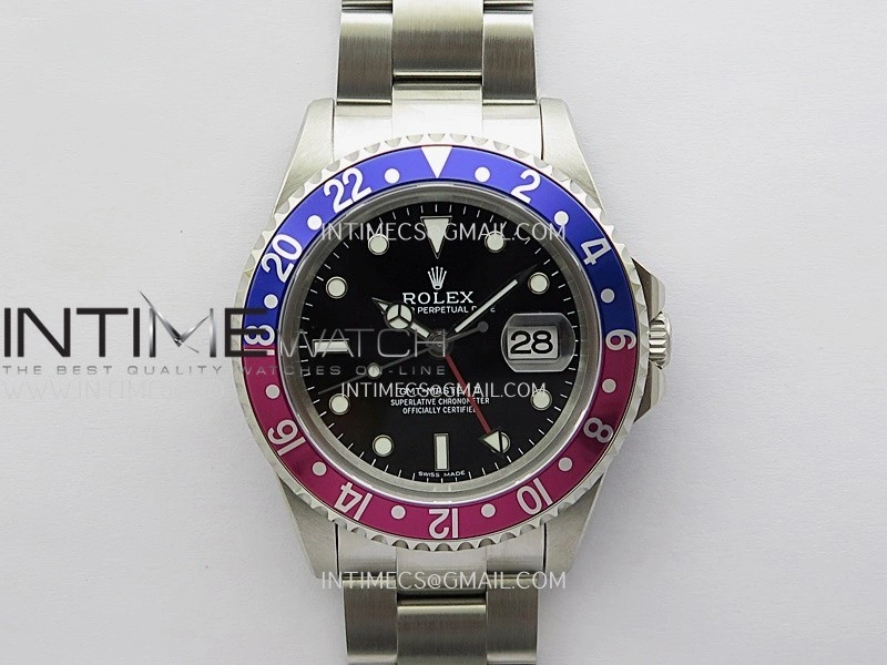 GMT-Master 16710 Blue Red SS BP Best Edition Black Dial On Oyster Bracelet Super Clone 3186