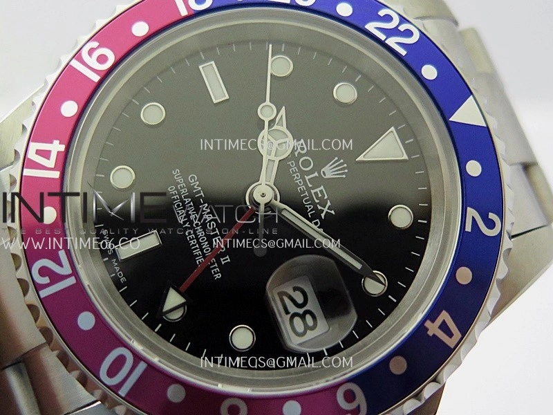 GMT-Master 16710 Blue Red SS BP Best Edition Black Dial On Oyster Bracelet Super Clone 3186