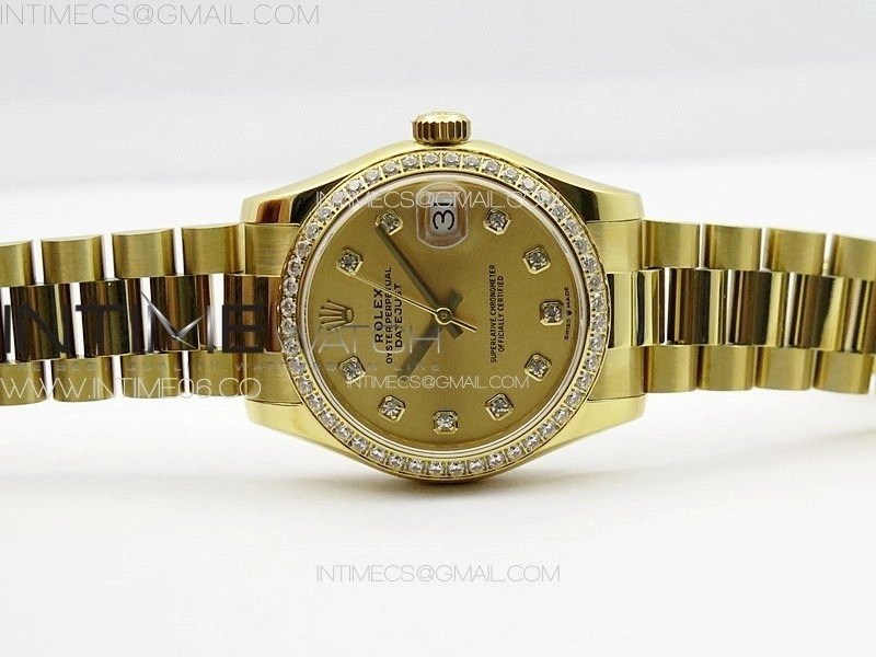 DateJust 31mm 178271 YG APSF Best Edition YG Dial Crystal Markers on President Bracelet A2824