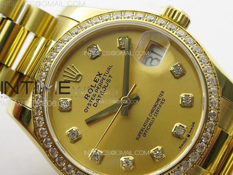 DateJust 31mm 178271 YG APSF Best Edition YG Dial Crystal Markers on President Bracelet A2824