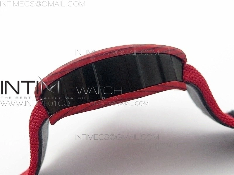 RM 035-2 Red Forged Carbon Red Inner Bezel Skeleton Dial on Red Nylon Strap MIYOTA9015