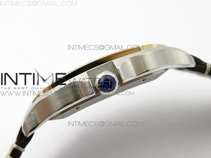 Santos de Cartier Large 2018 KOR 1:1 Best Edition YG Bezel White Dial on Brown Leather Strap MIYOTA 9015