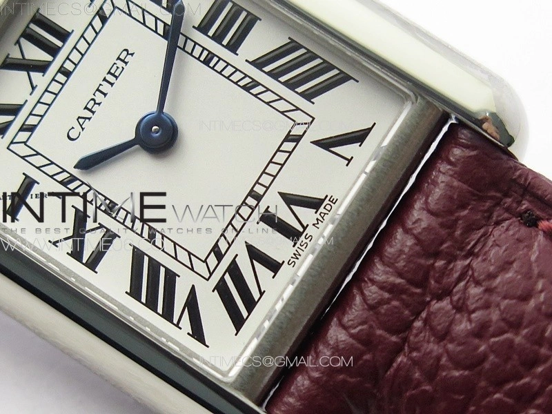 Tank Louis Ladies 22mm SS 8848F 1:1 Best Edition White Dial on Dark Red Leather Strap Ronda Quartz