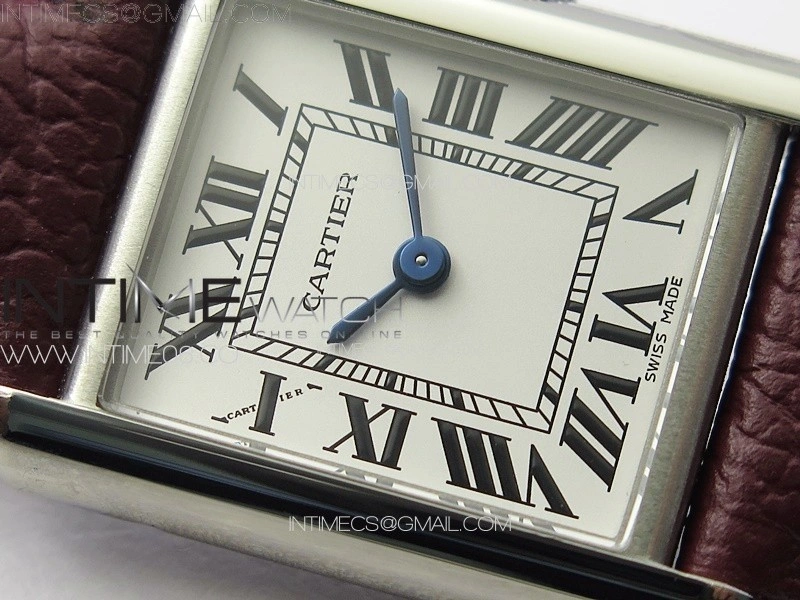 Tank Louis Ladies 22mm SS 8848F 1:1 Best Edition White Dial on Dark Red Leather Strap Ronda Quartz