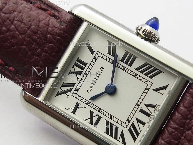 Tank Louis Ladies 22mm SS 8848F 1:1 Best Edition White Dial on Dark Red Leather Strap Ronda Quartz