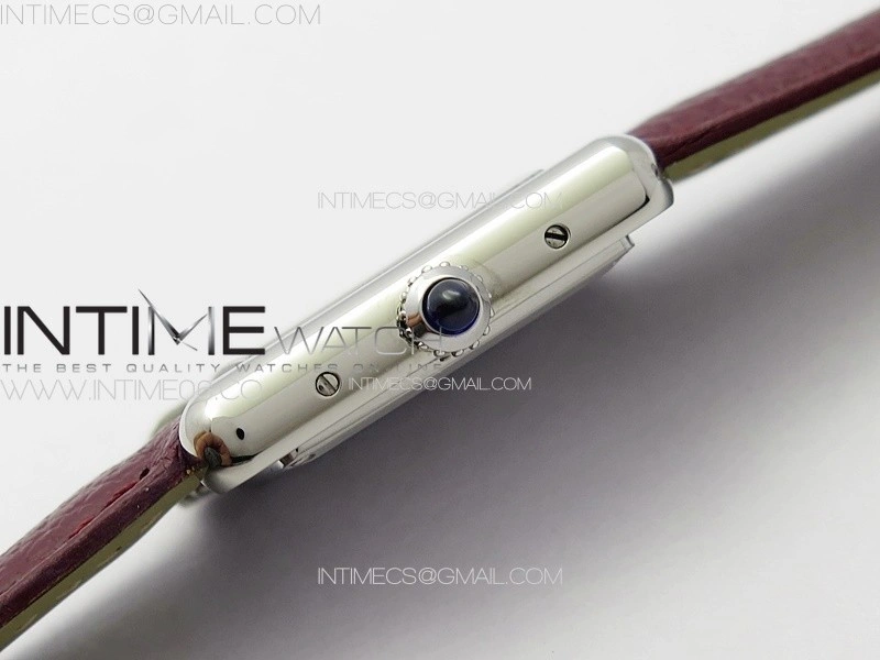 Tank Louis Ladies 22mm SS 8848F 1:1 Best Edition White Dial on Dark Red Leather Strap Ronda Quartz