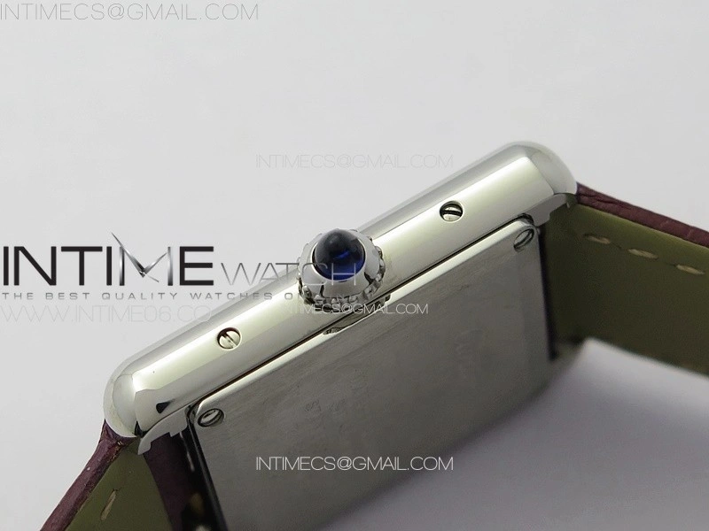 Tank Louis Ladies 22mm SS 8848F 1:1 Best Edition White Dial on Dark Red Leather Strap Ronda Quartz