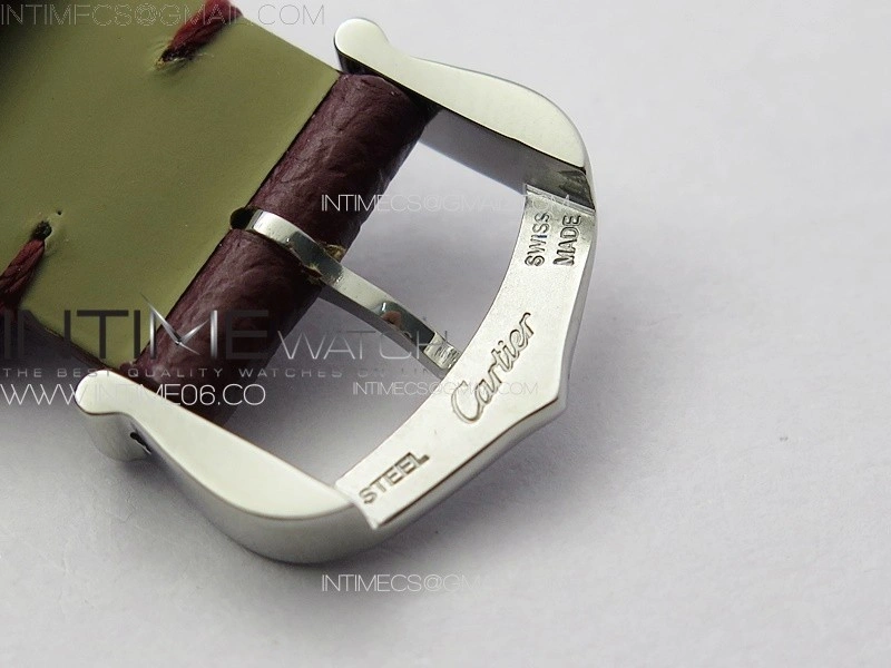 Tank Louis Ladies 22mm SS 8848F 1:1 Best Edition White Dial on Dark Red Leather Strap Ronda Quartz