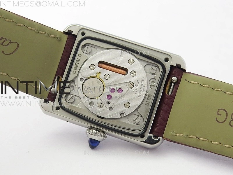 Tank Louis Ladies 22mm SS 8848F 1:1 Best Edition White Dial on Dark Red Leather Strap Ronda Quartz
