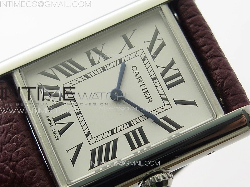 Tank Louis Ladies 25mm SS 8848F 1:1 Best Edition White Dial on Dark Red Leather Strap Ronda Quartz