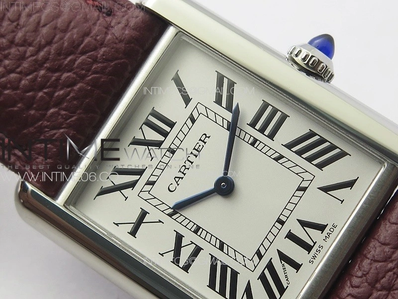 Tank Louis Ladies 25mm SS 8848F 1:1 Best Edition White Dial on Dark Red Leather Strap Ronda Quartz