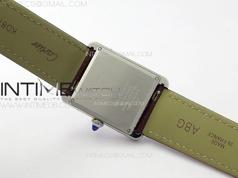 Tank Louis Ladies 25mm SS 8848F 1:1 Best Edition White Dial on Dark Red Leather Strap Ronda Quartz