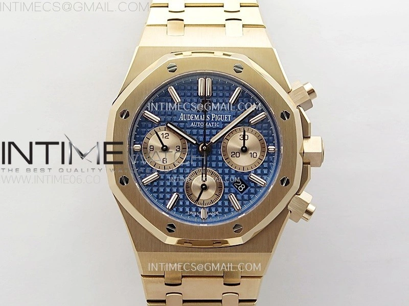 Royal Oak Chrono 26331ST RG IPF 1:1 Best Edition Blue Dial rose gold subdial on SS Bracelet A7750