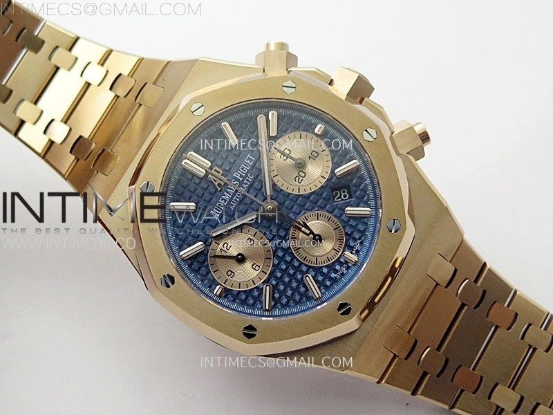 Royal Oak Chrono 26331ST RG IPF 1:1 Best Edition Blue Dial rose gold subdial on SS Bracelet A7750