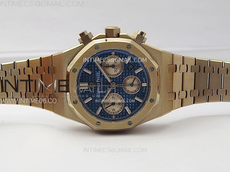 Royal Oak Chrono 26331ST RG IPF 1:1 Best Edition Blue Dial rose gold subdial on SS Bracelet A7750