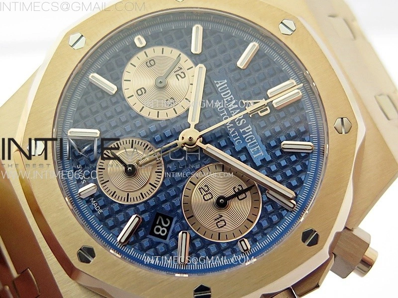Royal Oak Chrono 26331ST RG IPF 1:1 Best Edition Blue Dial rose gold subdial on SS Bracelet A7750