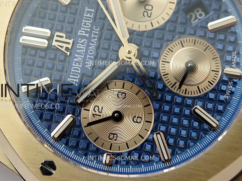 Royal Oak Chrono 26331ST RG IPF 1:1 Best Edition Blue Dial rose gold subdial on SS Bracelet A7750