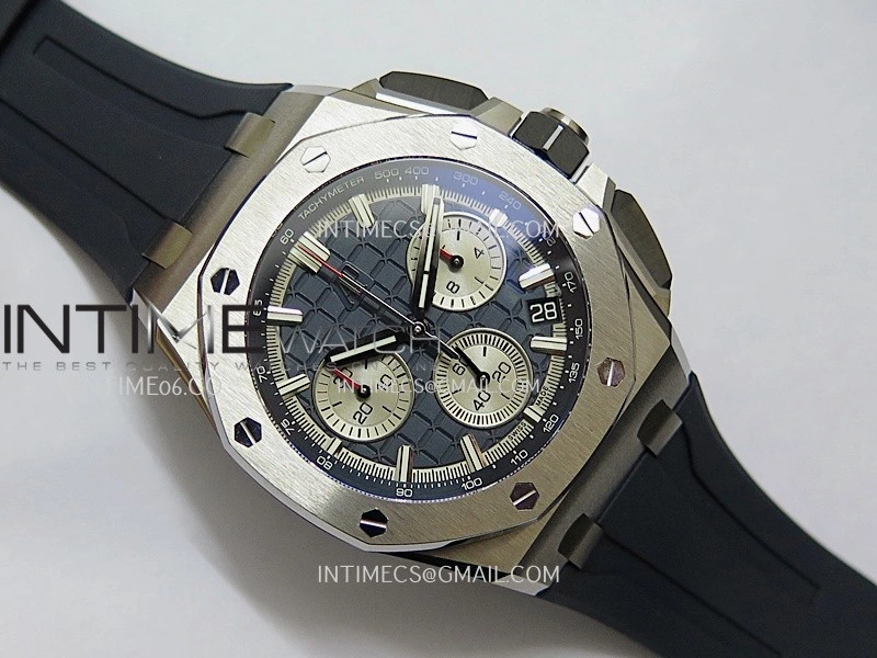 Royal Oak Offshore 43mm 26420 Ceramic Bezel Ti DDF 1:1 Blue Dial On Blue Rubber Strap DD4401 Super Clone