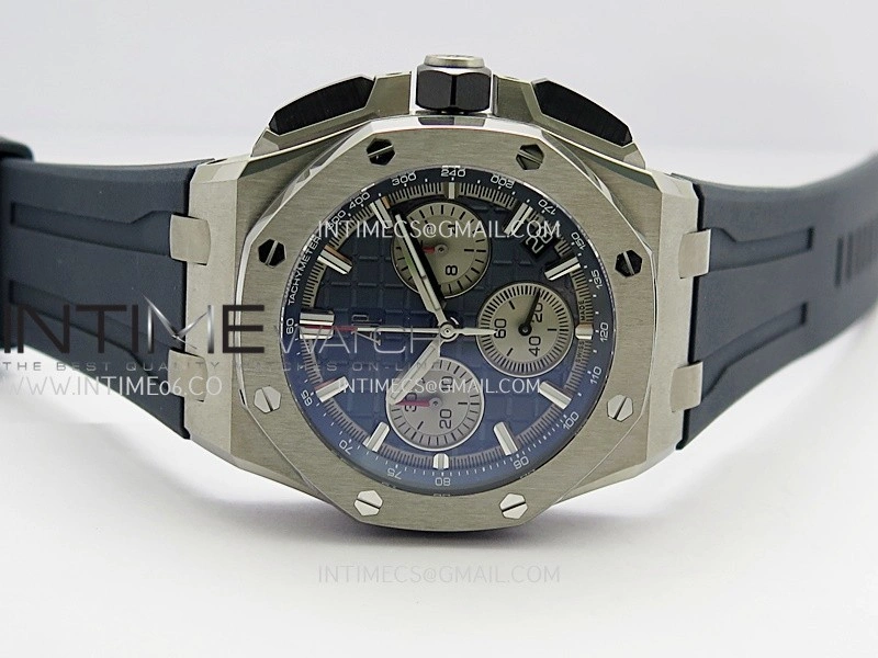 Royal Oak Offshore 43mm 26420 Ceramic Bezel Ti DDF 1:1 Blue Dial On Blue Rubber Strap DD4401 Super Clone