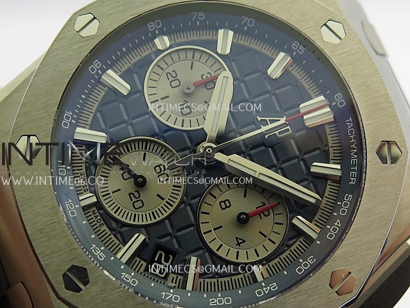 Royal Oak Offshore 43mm 26420 Ceramic Bezel Ti DDF 1:1 Blue Dial On Blue Rubber Strap DD4401 Super Clone