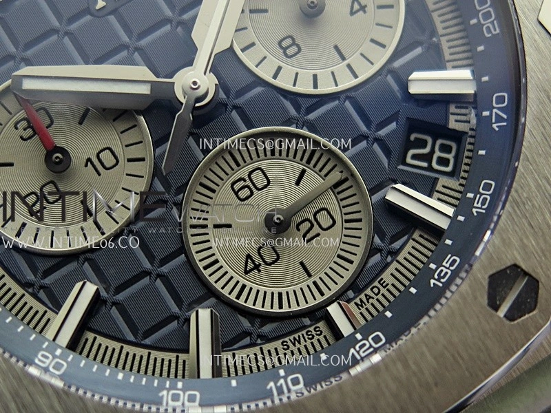 Royal Oak Offshore 43mm 26420 Ceramic Bezel Ti DDF 1:1 Blue Dial On Blue Rubber Strap DD4401 Super Clone