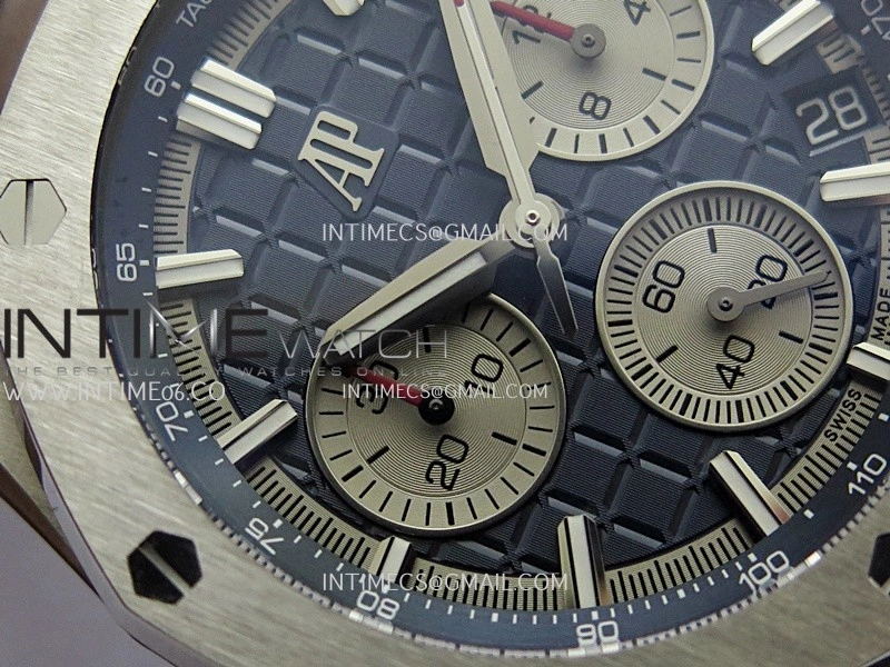 Royal Oak Offshore 43mm 26420 Ceramic Bezel Ti DDF 1:1 Blue Dial On Blue Rubber Strap DD4401 Super Clone