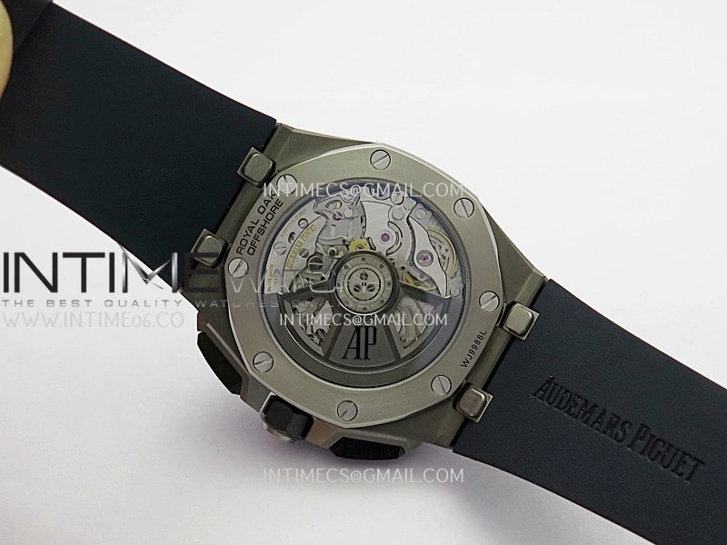 Royal Oak Offshore 43mm 26420 Ceramic Bezel Ti DDF 1:1 Blue Dial On Blue Rubber Strap DD4401 Super Clone