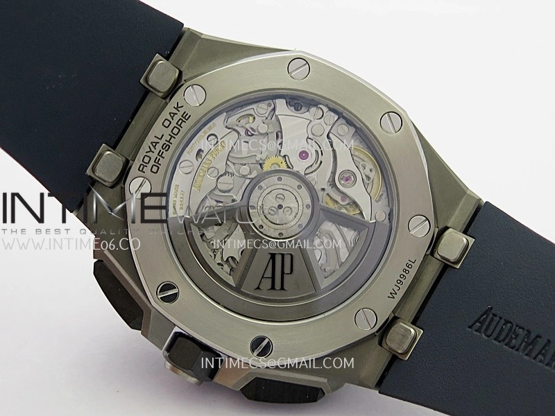 Royal Oak Offshore 43mm 26420 Ceramic Bezel Ti DDF 1:1 Blue Dial On Blue Rubber Strap DD4401 Super Clone
